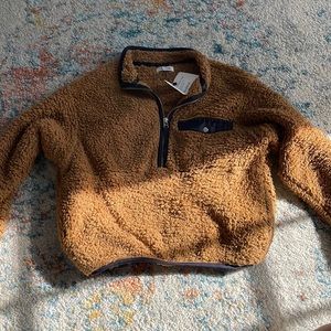 Anine bing brown sierra teddie half zip pullover